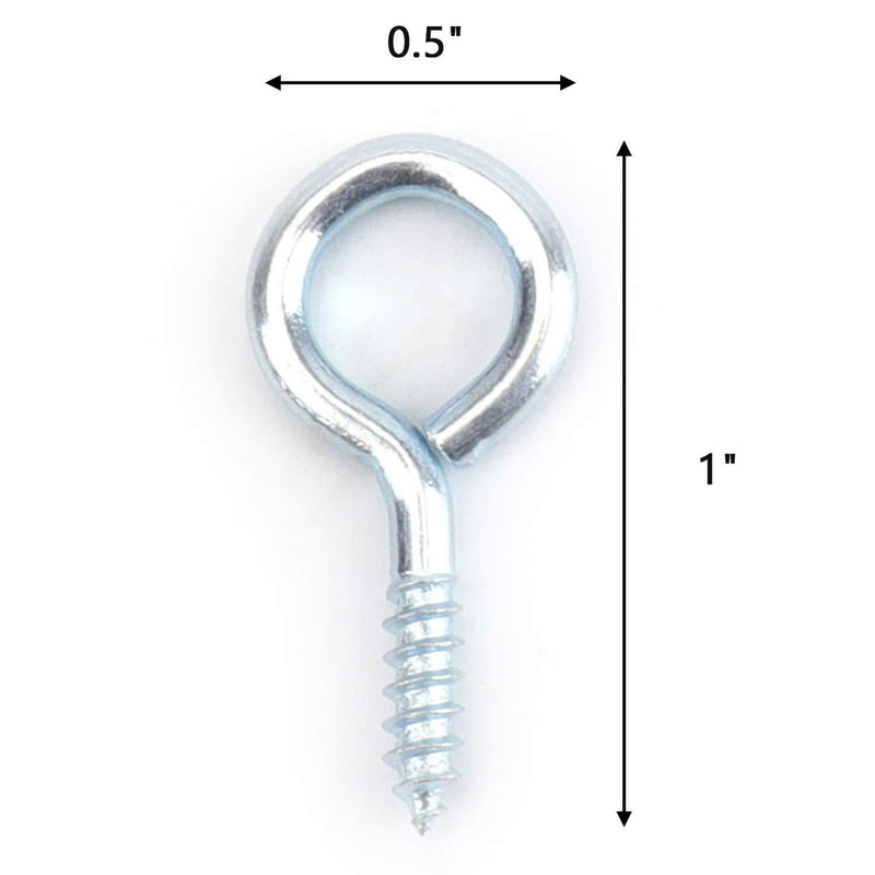 Hedume 500 Pack 1 inch Small Screw Eye, Metal Eye Shape Screw Hook Self Tapping Screw Hook Ring, Hanging Hooks Eyebolt Ring Zinc Plated