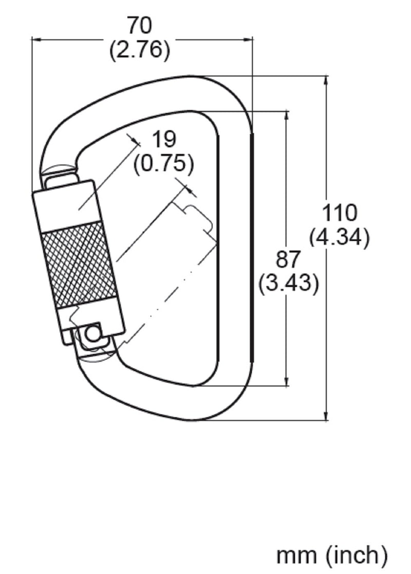 YOKE N252G-CP - 19 MM GATE OPENNING, Steel Carabiner with PIN, TWISTLOCK, ANSI/CSA/CE, 40 kN