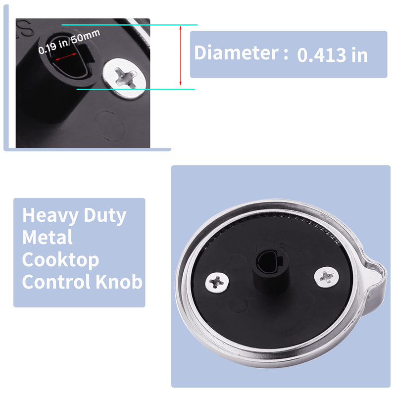 5 Packs WB03K10303 Upgraded Surface Burner Control Knob Stove Replacements konbs for GE,Heavy Duty Metal Cooktop Control Knob Replaces Part Numbers WB03K10208,AP4980246, 1810427, AH3486484, EA3486484