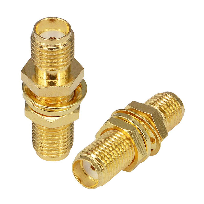 BOOBRIE SMA Socket Connector SMA Female to Female Barrel Adapter SMA Panel Chassis Mount Connector SMA Female Bulkhead Connector Antenna Jack Adapter for Wireless LAN Device SMA Coax Cable Pack of 2 2 pieces