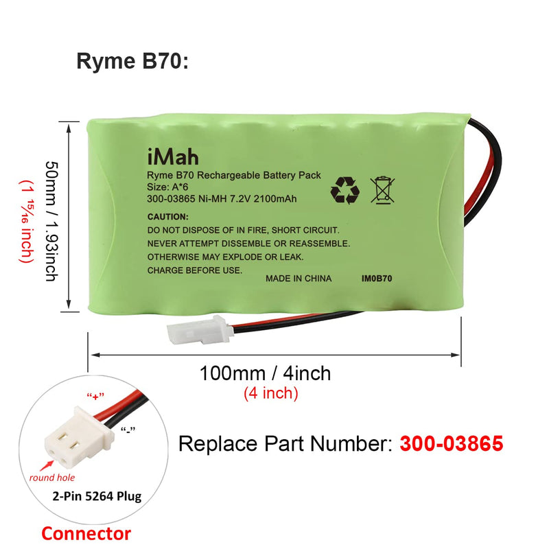 iMah Ryme B70 300-03865 LYNXRCHKIT-HC Battery Pack for Honeywell Ademco LYNXRCHKIT-HC Lynx Plus Panel | 7.2V 2100mAh Ni-MH