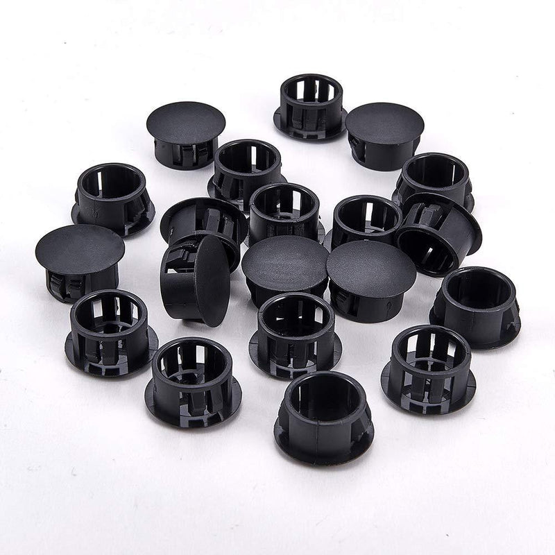 Fielect 20pcs Hole Plugs 16mm x 10.2mm Black Nylon Round Snap Panel Locking Hole Plugs Cover Cable Snap Bushing SKT-16