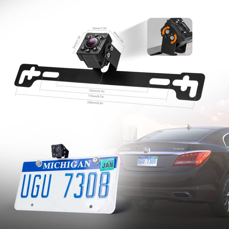 Yuwei Backup Camera CM019, 720P/ CVBS Image Rear View License Plate reversing Camera, 140° Perfect Angle Night Vision IP69k Waterproof for Car, Pickup Truck, Minivan, SUV, Sedans, etc