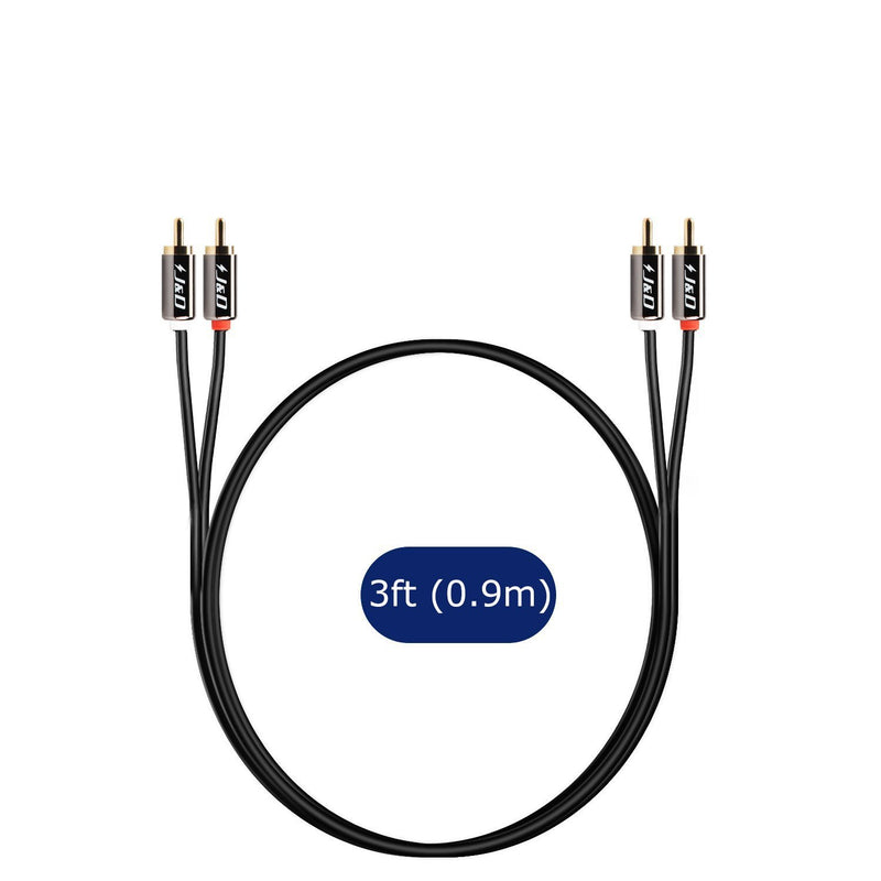 J&D RCA Cable, Gold-Plated 2RCA Male to 2RCA Male Copper Shell Stereo Audio Cable, RCA Audio Cables, 3 Feet 3Feet