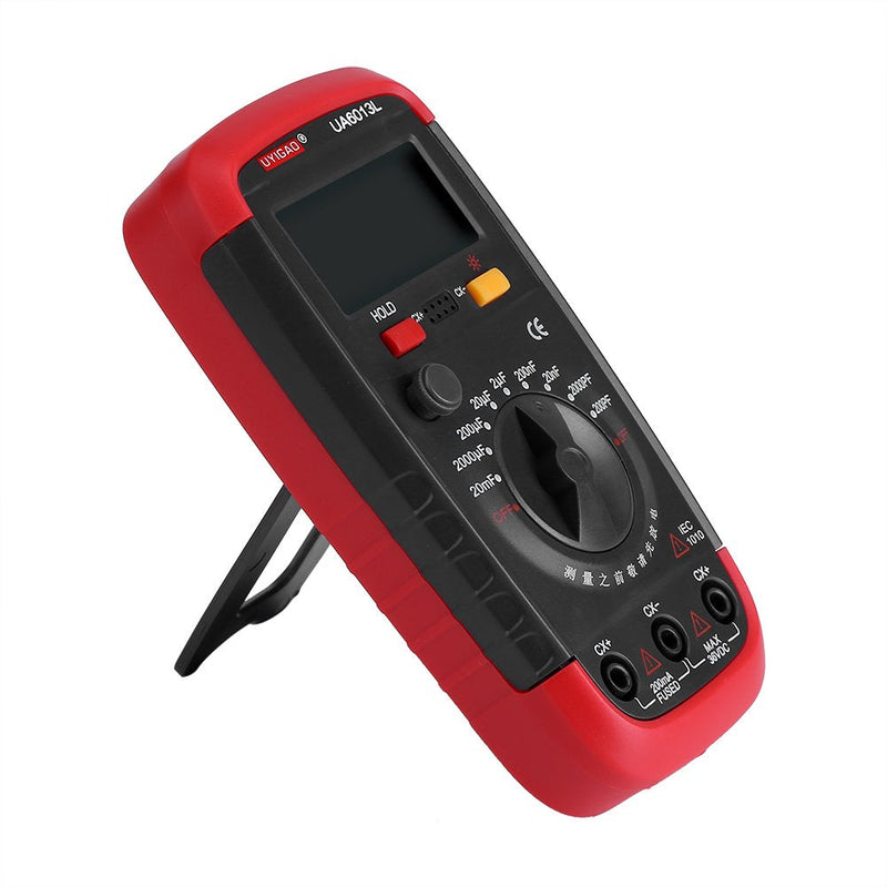 Handheld Capacitor Meter Tester,Digital Battery Powered Capacitan Capacitor Meter Tester 6013L LCD Display, 0.1pF-20,000uF (Red)