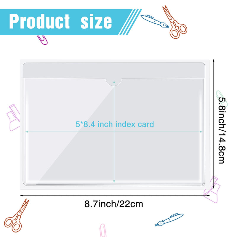 30 Pack Self-Adhesive Index Card Pockets with Top Open for Loading - Ideal Card Holder for Organizing and Protecting Your Index Cards - Crystal Clear Plastic (5.8 x 8.7 Inches) 5.8 x 8.7 Inches