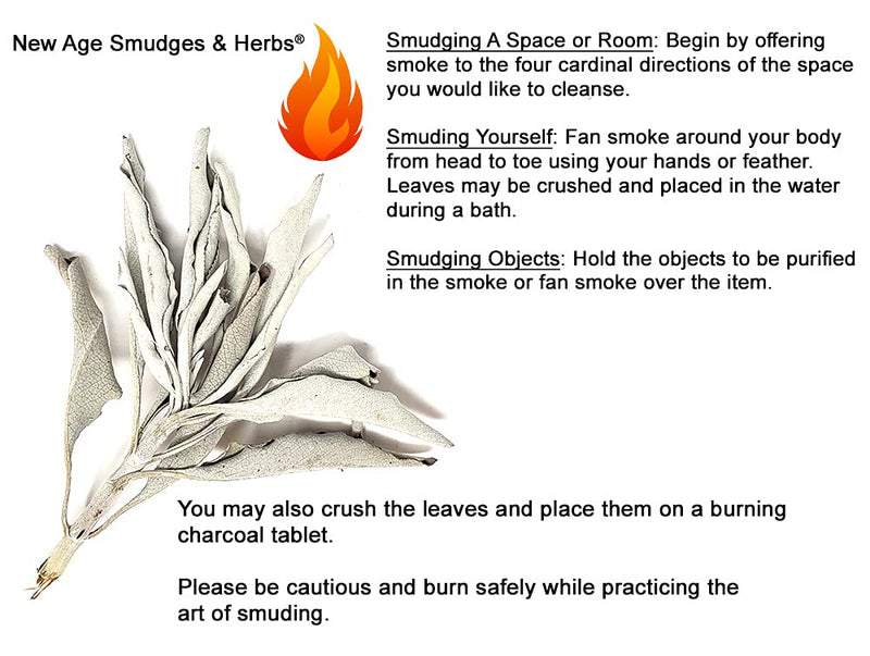 1 LB-Premium Organic California White Sage Leaves/ Clusters. Use for Home Cleansing Rituals, Meditation, Smudging Rituals. Packaged in USA by New Age Smudges & Herbs¬Æ White Sage 1 LB