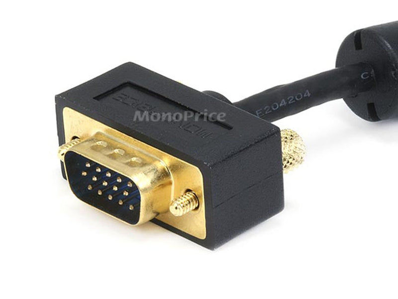 Monoprice Ultra Slim SVGA Super VGA M/F Monitor Cable - 25 Feet with Ferrites | 30/32AWG, Gold Plated Connector