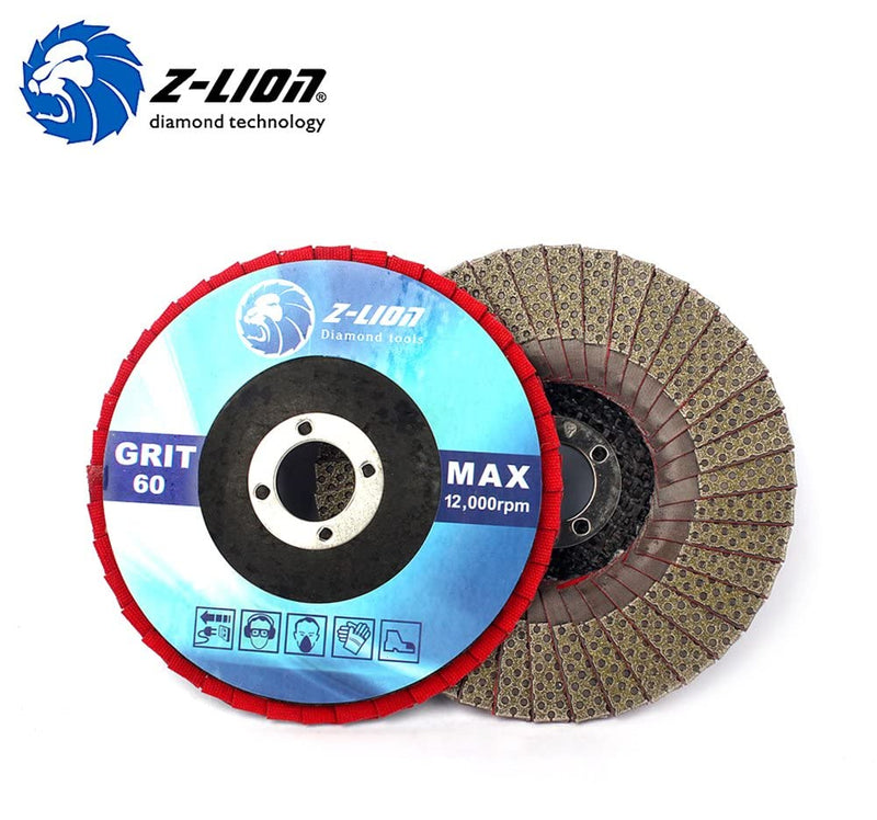 Z-LION 2 Pcs 4" Flap Sanding Disc Diamond Electroplated Grit 60 Sanding Sandpaper Wheel 4 inches