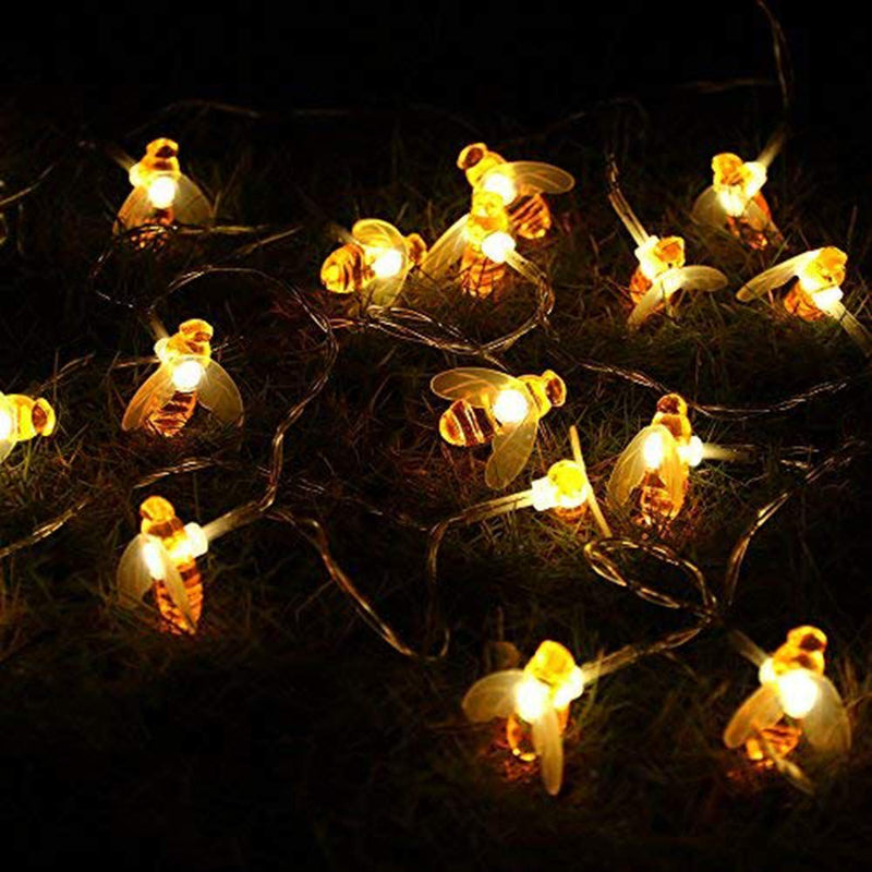 Honeybee Fairy String Lights, ER CHEN 10Ft 20 LED Honeybee Battery Power Led String Lights for Party, Wedding, Xmas, Decoration, Gardens, Patios, etc. Battery Powered