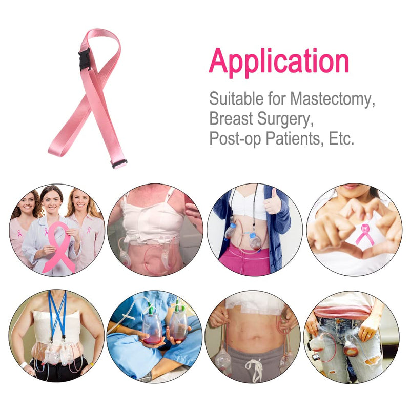 Shower Lanyard for Mastectomy Drain Holder JP Drainage Bulbs Breast Cancer Reconstruction Post Surgery Recovery Patients Bath Accessories Pink (Pack of 2)
