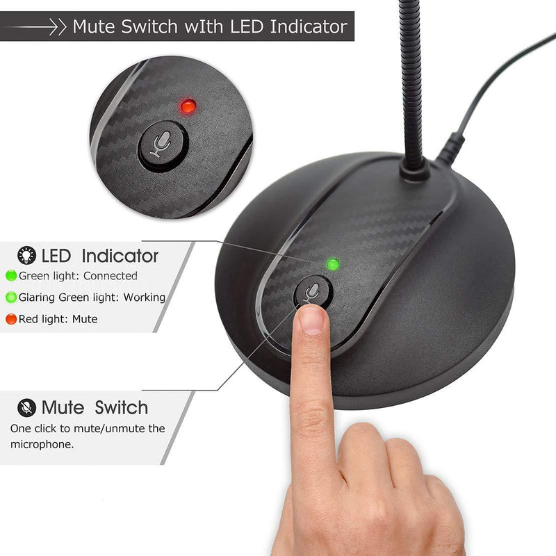 USB Desktop Microphone with Mute Button, Plug&Play Condenser, Computer, PC, Laptop, Mac, PS4 Mic LED Indicator -360 Gooseneck Design -Recording, YouTube, Gaming, Streaming (Omnidirectional-JV601) Omnidirectional