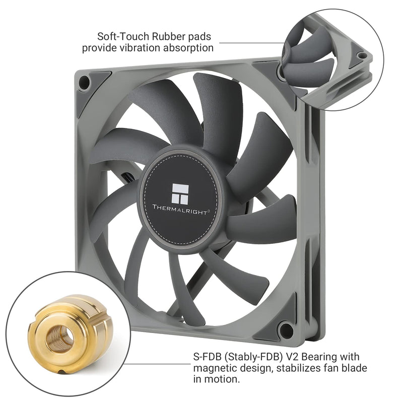 Thermalright TL-8015 CPU Fan High Performance Cooler Fan 2200RPM,Low Noise 23.3dBA,4-PIN PWM Cooling Fan(80mm, Gray)