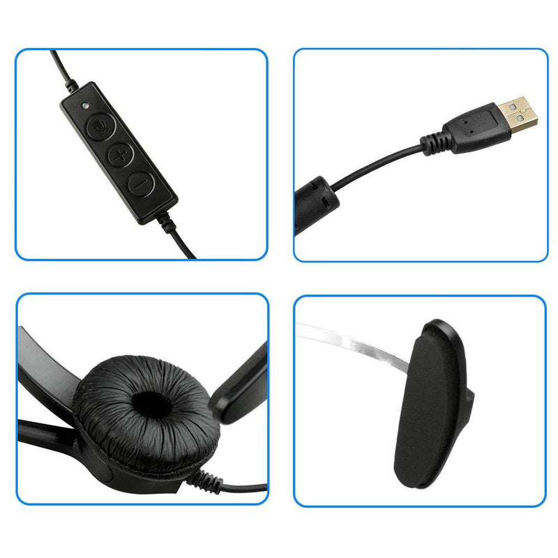 AGPtEK Hands-Free Call Center Noise Cancelling Corded Monaural Headset Headphone with Mic Mircrophone - Cord with USB Plug, Volume Control