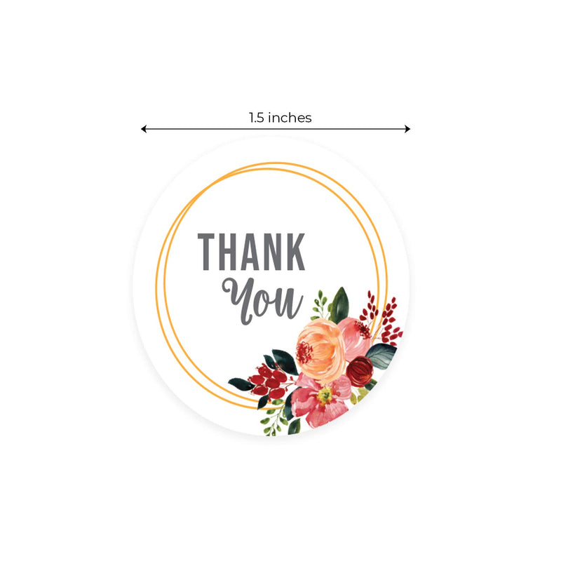 1.5" Bright Summer Floral Thank You Stickers / 6 Different Thank You Designs / 500 Thank You Stickers Per Roll