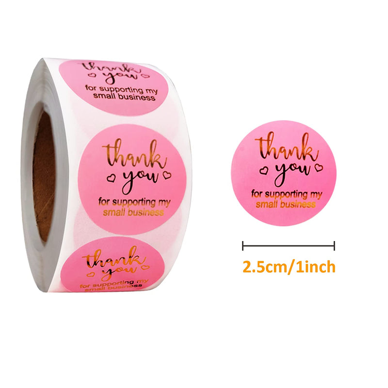 4 Rolls 2000 Pieces Thank You Stickers Labels, 1 Inch Thank You for Supporting My Small Business Stickers for Envelopes, Bubble Mailers and Gift Boxes, Bags, Packaging