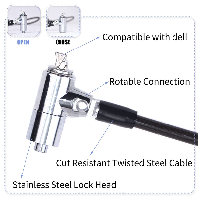 I3C Laptop Lock for N17 Dell Laptop, Keyed Laptop Cable Lock, 6.7ft Hardware Security Cable Lock Anti Theft
