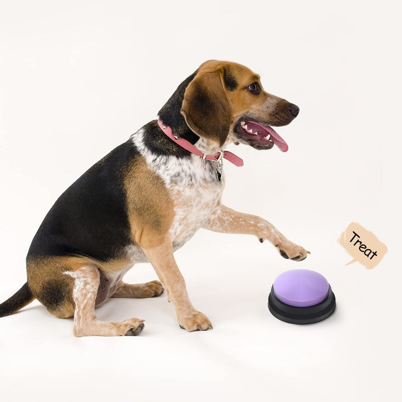 Voice Recording Button, Dog Buttons for Communication Pet Training Buzzer, 20 Second Record & Playback, Funny Gift for Study Office Home 4 Packs (Blue+Pink+Yellow+Purple) PACK A