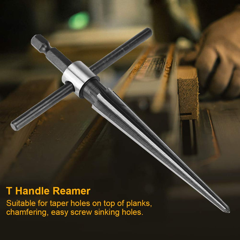 Hyuduo Workshop Series T Shape Taper Cutter Woodworking Tools 3mm-13mm 1/4" Handle Carbon Steel Hand Router for Taper Holes Hamfering Simple Screw Sink Holes