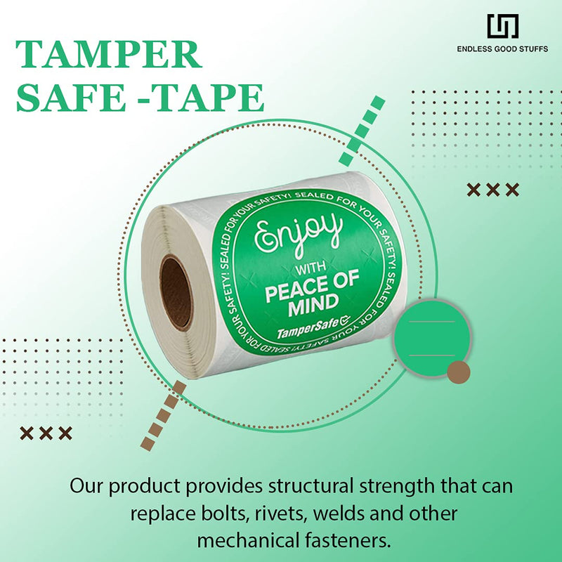 Endless Goods Stuff -TamperSafe 3" Enjoy with Peace of Mind Round Green and Black Paper Tamper-Evident Label (Green)