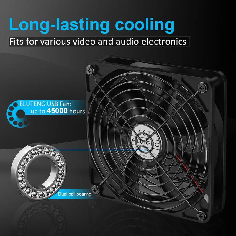 ELUTENG 120mm Fan with 3 Speed 5V USB Powered 120mm Case Fan 1500PRM Gaming PC Fan Portable Cooling Fan Suitable for Tablet TV Receiver Router DVR Play Station Xbox Computer and More USB Speed Fan 120mm