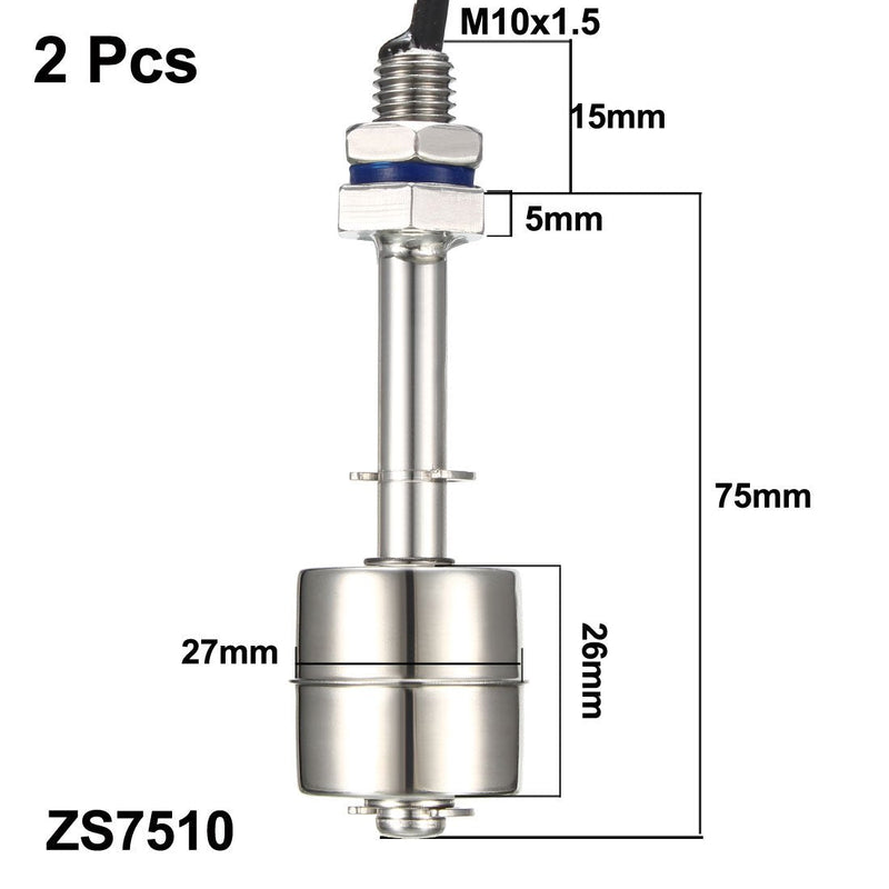 uxcell Stainless Steel Float Switch for Water Pump Tank swim pool garden pond Liquid Water Level Sensor M11 90mm Length 2Pcs