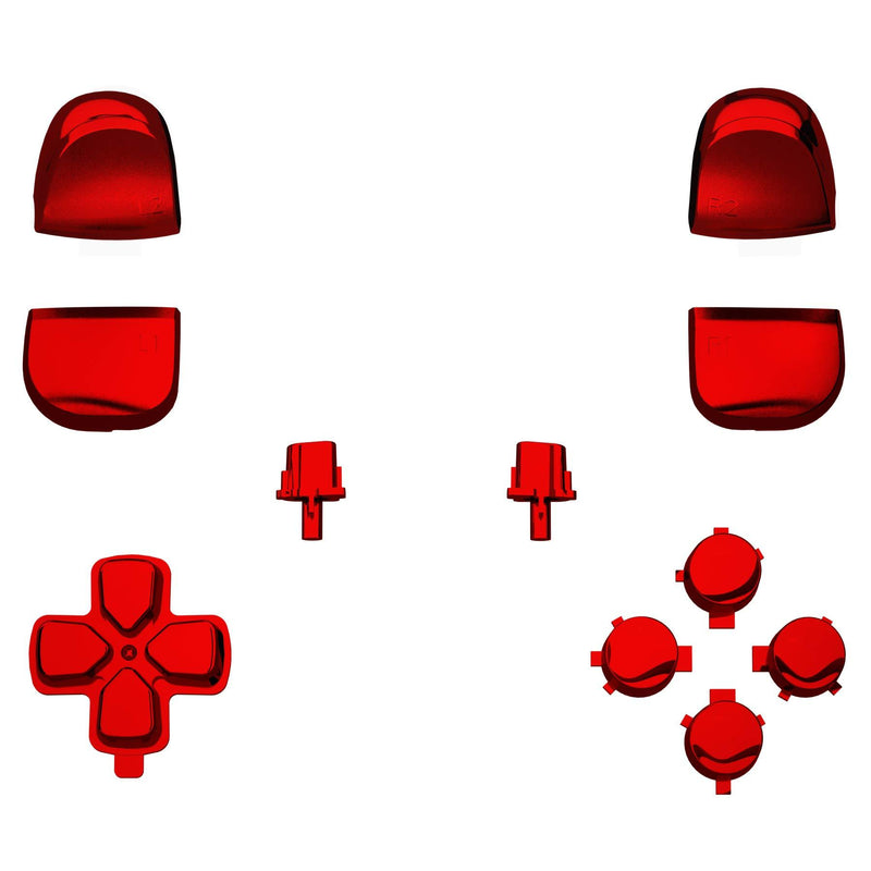 eXtremeRate Replacement D-pad R1 L1 R2 L2 Triggers Share Options Face Buttons for PS5 Controller, Chrome Red Full Set Buttons Repair Kits for Playstation 5 Controller - Controller NOT Included