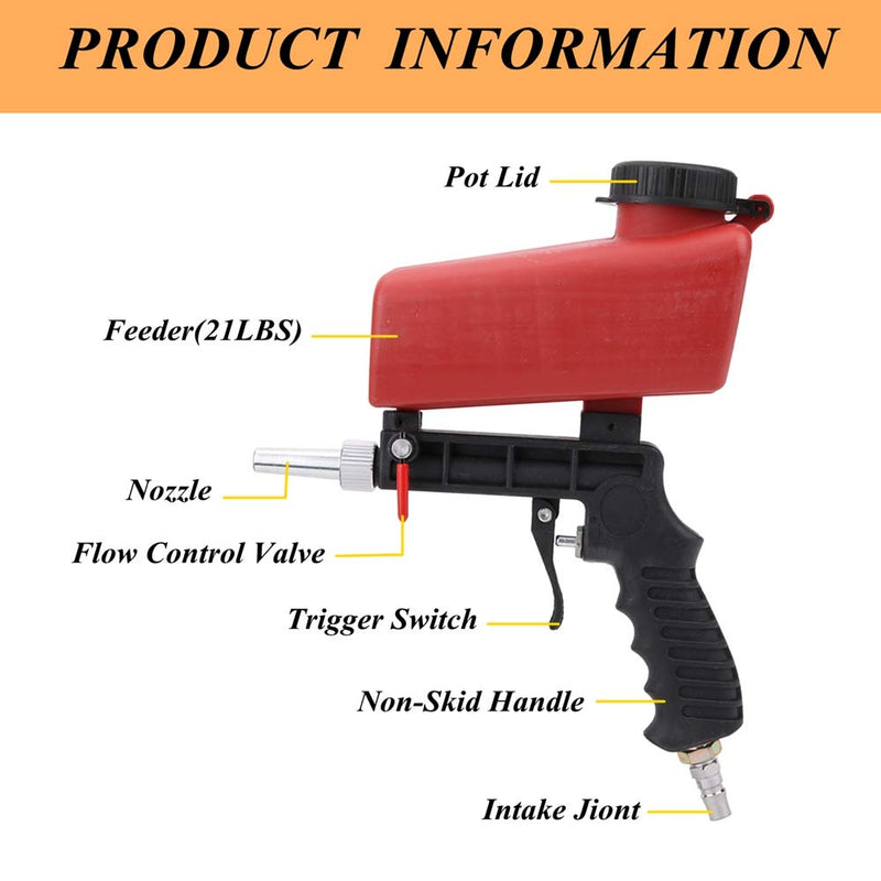 FastUU Pneumatic Sandblaster, Portable Portable Sandblaster Sandblasting Gun Large Capacity Sandblasting Gun Kit for All Abrasives, Metal Rust Removal, Detail Treatment