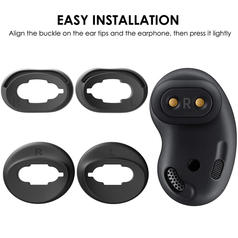 TEEMADE 6 Pairs Silicone Ear Tips Replacement Galaxy Buds Live 2020 Earbuds Accessories (Mystic Black) Mystic Black