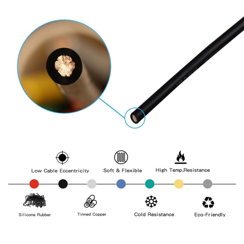 BNTECHGO 12 Gauge Silicone Wire Spool 50 ft Black Flexible 12 AWG Stranded Tinned Copper Wire silicone wire 50ft silicone wire black