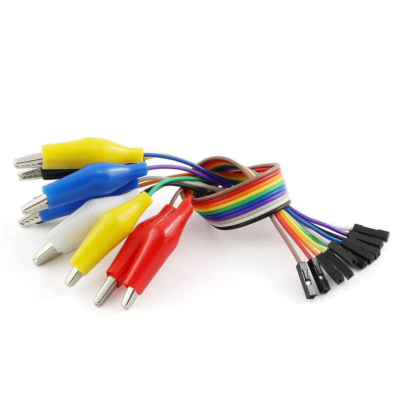 Longdex 20PCS 8 Inch Jumper Wire Male to Alligator Clip, 20cm Jumper Wire Female to Crocodile Clip for Test Lead Arduino Raspberry pi