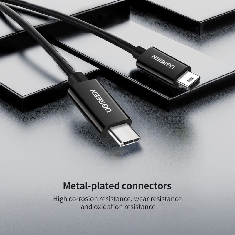 UGREEN Mini USB to USB C Cable 3FT Mini USB to Type C Compatible with Digital Camera MP3 Player GPS Receiver and More Mini B Devices PVP Black 1.0 Meters
