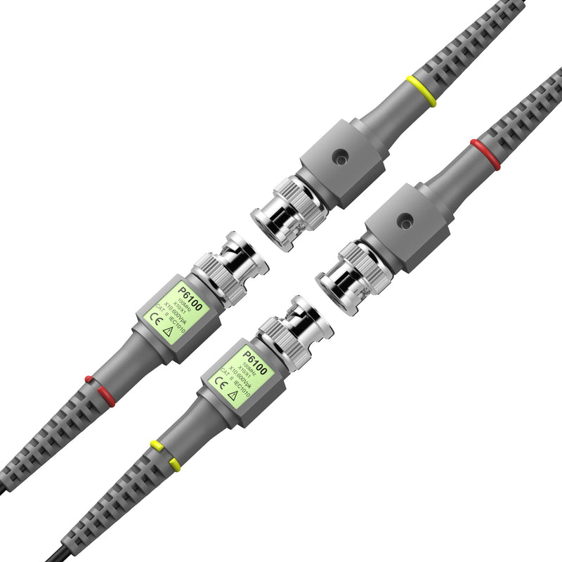 AUTOUTLET 2PCS P6100 100MHz Oscilloscope Probe Kit, with BNC to Minigrabber Test Line Kit, 10:1 and 1:1 Switchable High-Precision Scope Oscilloscope Clip Probes 100mhz (with BNC to Minigrabber)