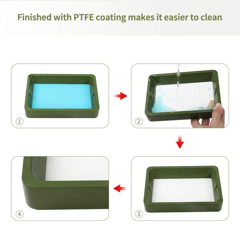 Sovol 3D Printer Resin Vat Aluminium with PTFE Coating, FEP Film and Steel Ring Preinstalled, Metal Frame Resin Tank with Double Silicone Covers for ELEGOO Mars ANYCUBIC Photon - Green Green 1 Pack