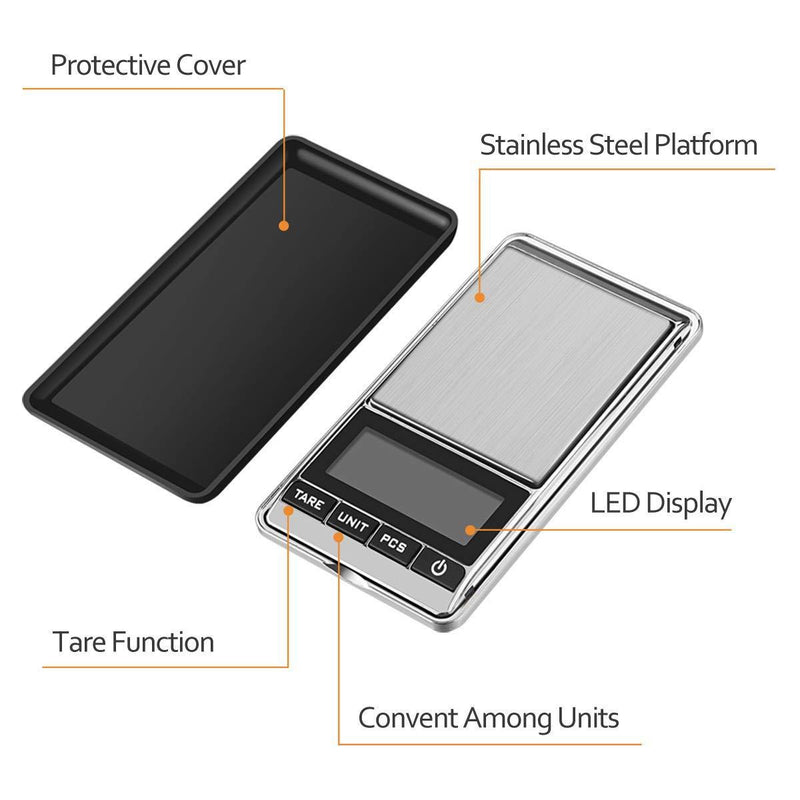 TBBSC Jewelry Scale,Reloading Weighing, High, Precision Digital Pocket Scale (Silver-200g/0.01g) Silver-200g/0.01g
