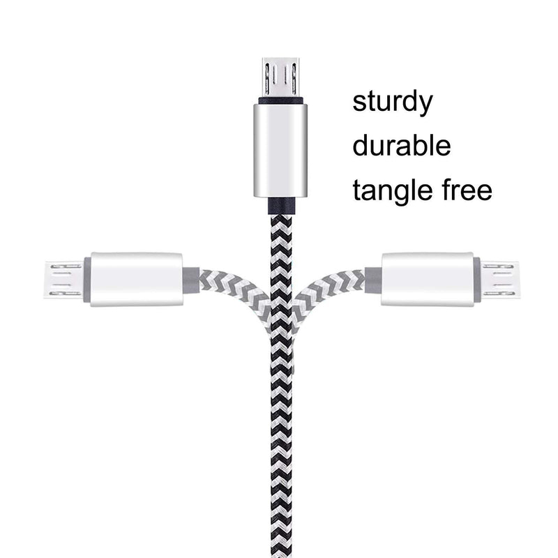 Micro USB Cable 10ft 3Pack by Ailun High Speed 2.0 USB A Male to Micro USB Sync Charging Nylon Braided Cable for Android Phone Charger Cable Tablets Wall and Car Charger Connection Silver&Blackwhite