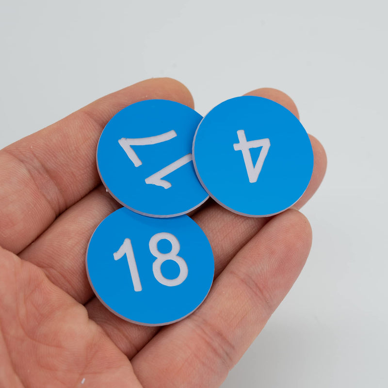StayMax Plastic Number Tags Engraved Numbered Tags Without Hole (1-100, Lightblue) 1-100