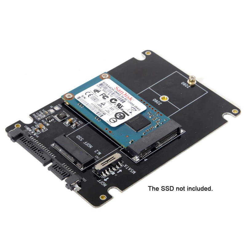 Cablecc Combo M.2 NGFF B-Key & mSATA SSD to SATA 3.0 Adapter Converter Case Enclosure with Switch
