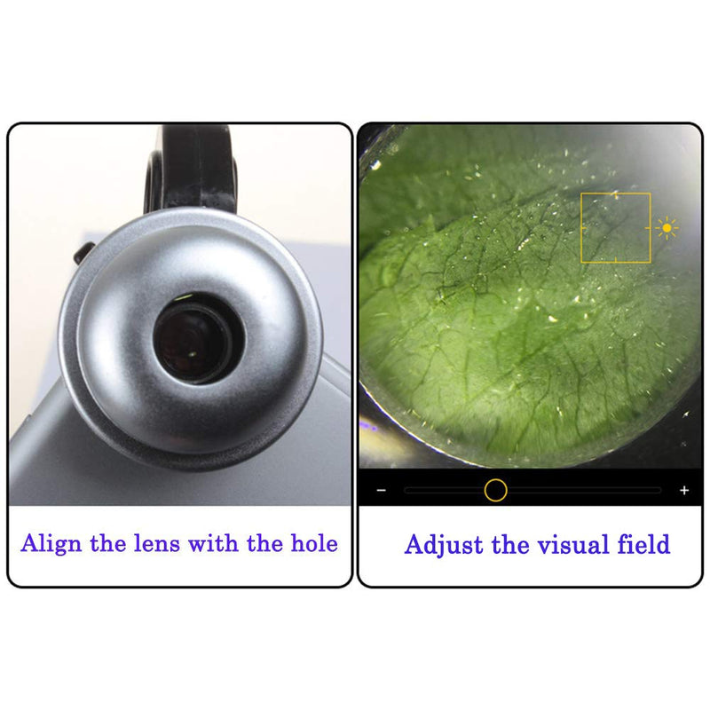 Jiusion 30X Zoom Bright LED Stereo Microscope Magnifier Clip-On Cell Phone Mobile Phone Camera Lens Compatible with Apple iPhone Samsung iPad