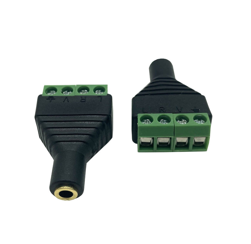 Dafensoy 3.5mm Screw Terminals are Free of Soldering,3.5mm (1/8) Stereo TRRS Female to AV 4 Pin Female Screw Port Audio Converter Adapter.2-Pack (3.5mm TRRS F to AV 4Pin F) 3.5mm TRRS F to AV 4Pin F