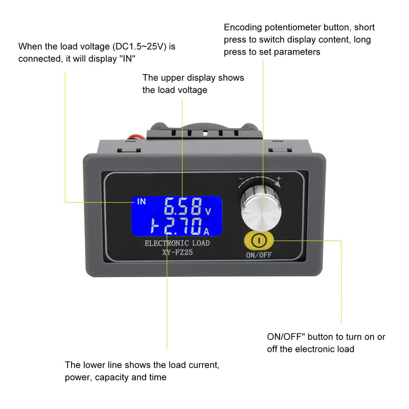 Constant Current Electronic Load Tester 5A 35W Adjustable Load Detector Battery Checker Tester Testing Tool Digital(cm: 10.00*6.00*5.00) cm: 10.00*6.00*5.00