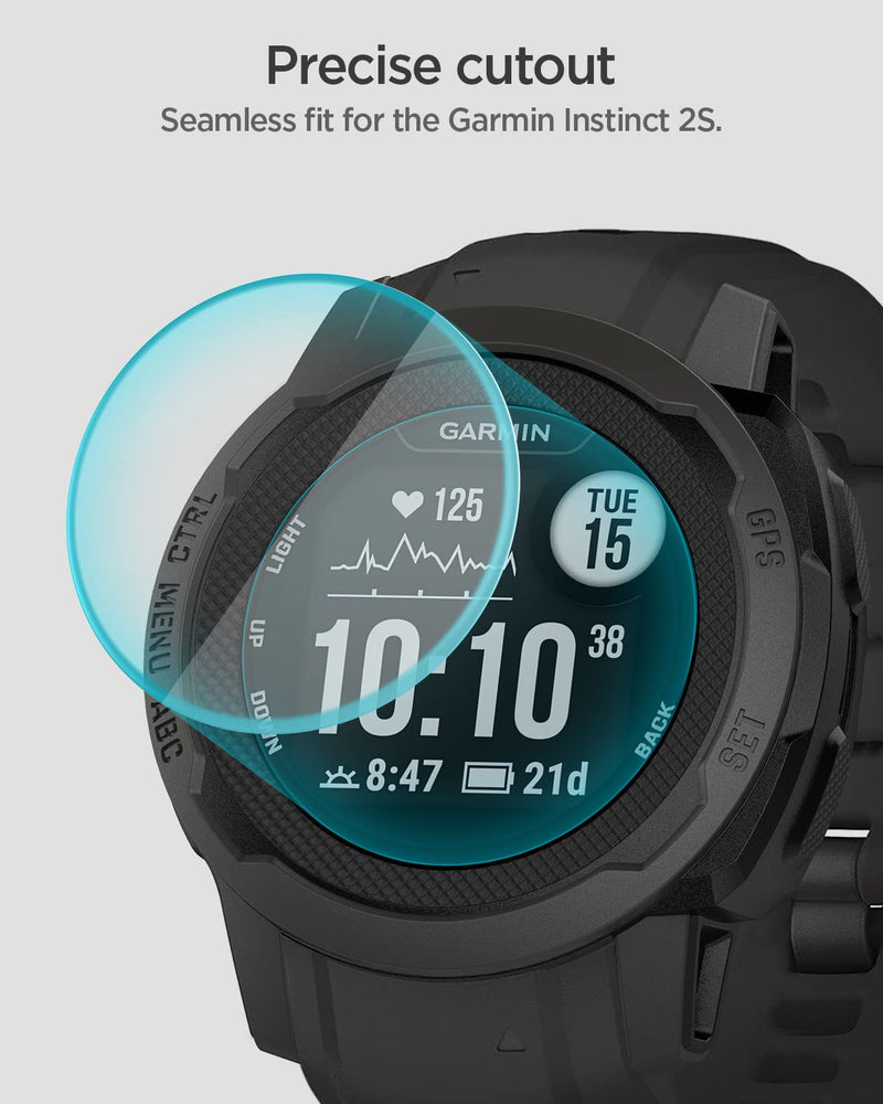 Spigen Tempered Glass Screen Protector [GlasTR EZ FIT] designed for Garmin Instinct 2S (40mm) - 2 Pack