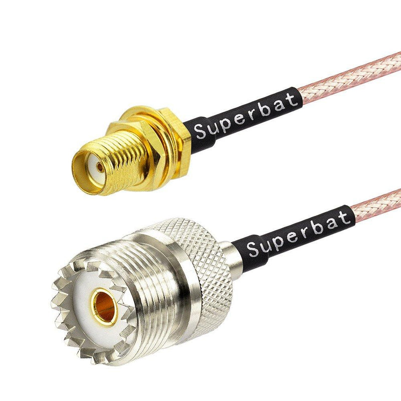 Superbat Coax UHF Female SO-239 to SMA Male/SMA Female Adapter Extension Cable RG316 6" for Baofeng Wouxun Kenwood Icom Yaesu CB Radio Handheld Walkie Talkie 2pcs 15cm/6" 2in1