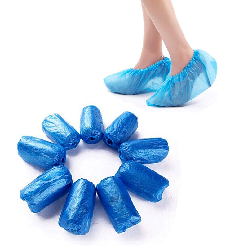 Shoe covers, disposable, non-slip, overshoes, waterproof, disposable shoe covers, plastic, overshoes for shoes, 100 pieces - blue DE