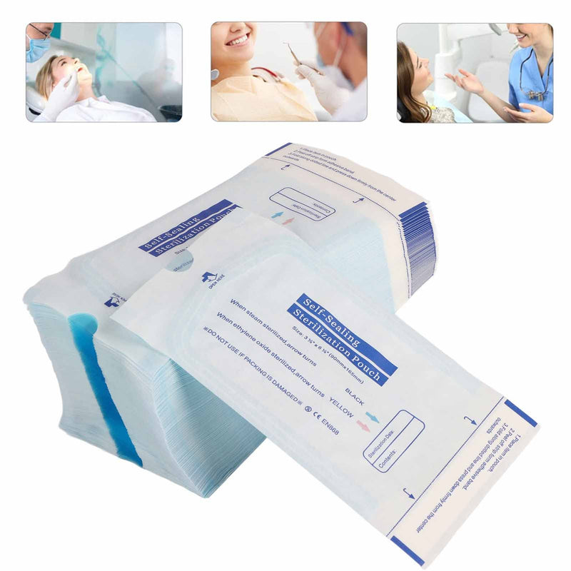 Pack of 200 Self-Sealing Sterilization Bags Disposable Sterilization Bags for Dental Tools, Cosmetic Packaging, Hospital, 90 x 165 mm 90 x 165 mm