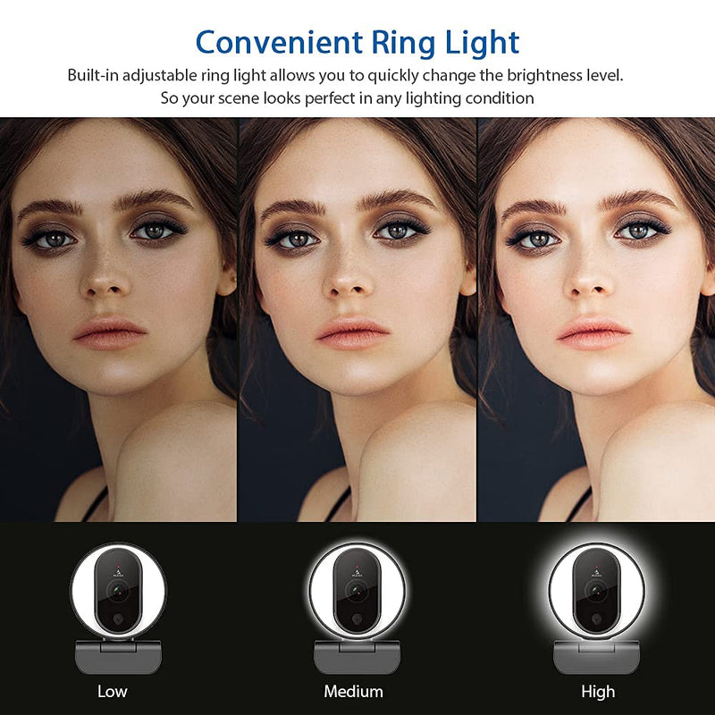 1080P Webcam with Software and Light, Privacy Cover and Dual Microphones, Advanced Auto-Focus, Adjustable Brightness, 2021 NexiGo N680E Web Camera for Zoom Skype Facetime, PC Mac Laptop Desktop