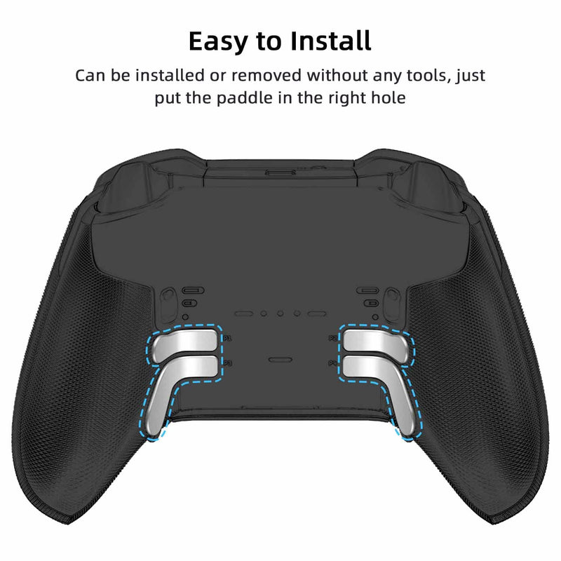 Mcbazel Metal Stainless Steel Paddles Trigger for Xbox Elite/Xbox Elite 2, Replacement Parts Accessories Kits Metal Paddles Compatible with Xbox Elite/Xbox Elite 2 Controller - 4 Pcs (Silver)