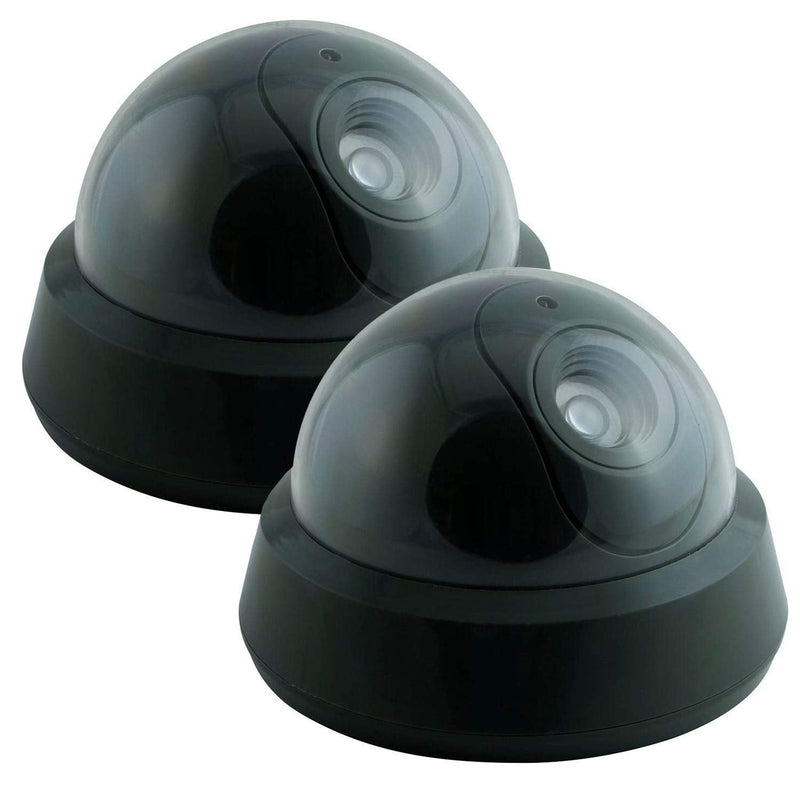 Dummy Fake Security Surveillance CCTV Dome Camera with One Red Motion Sensor Detector LED Light Outdoor Indoor Wireless Home Cam System Battery Powered Realistic Look for Home or Business Anti-Theft