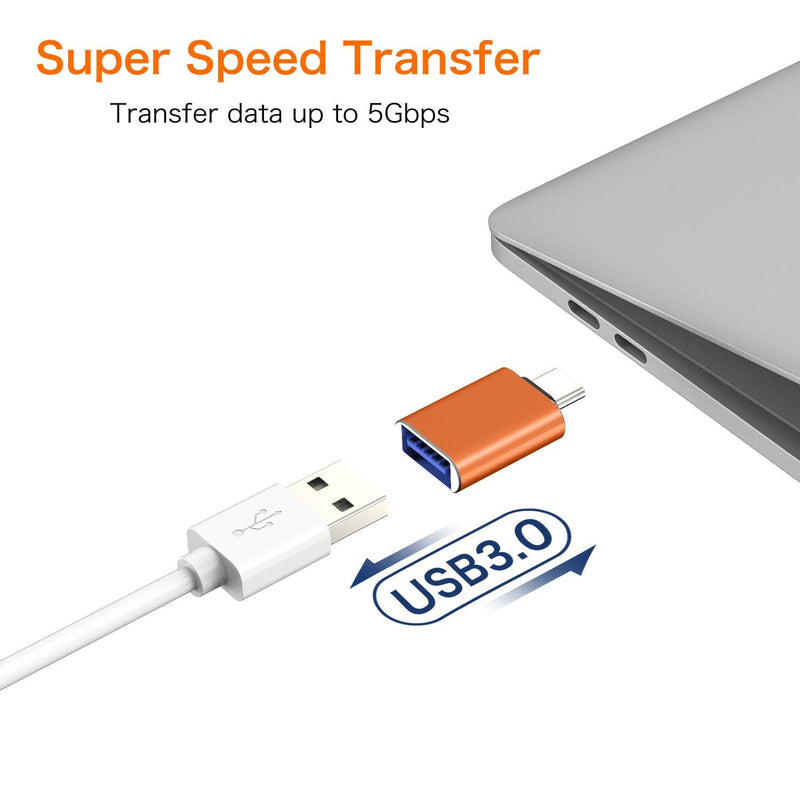 USB C to USB Adapter [2-Pack], Thunderbolt 3 to USB 3.0 OTG Adapter Compatible MacBook Pro,Chromebook,Pixelbook,Microsoft Surface Go,Galaxy S8 S9 S10 Plus,Note 8 9,Pixel 2 3(Orange) Orange