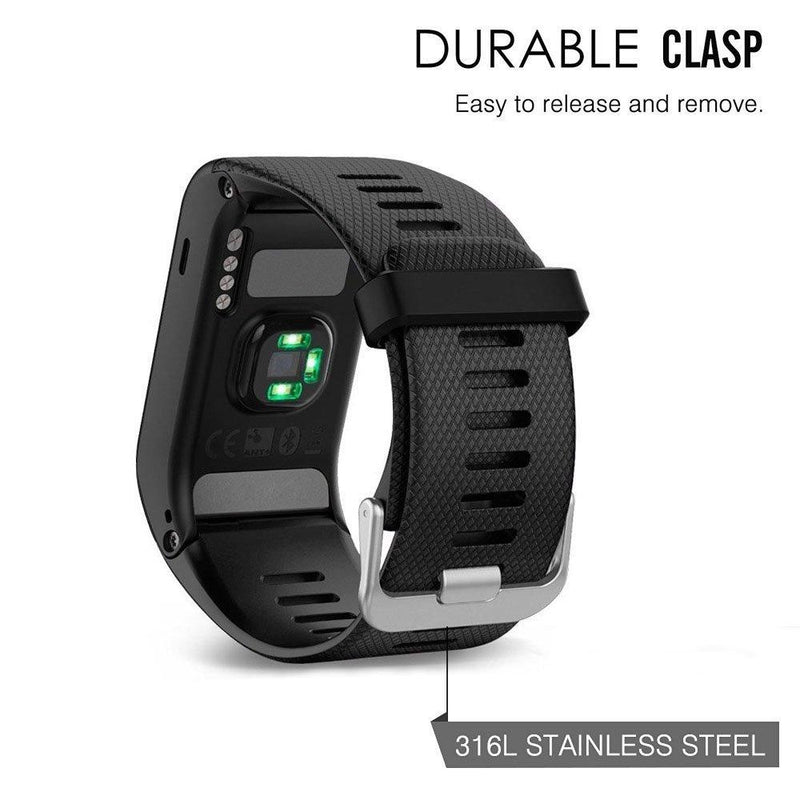 AUTRUN Band for Garmin VivoACTIVE HR Watch, Soft Silicone Wristband Replacement Band for Garmin Vivoactive HR Sports GPS Watch Black